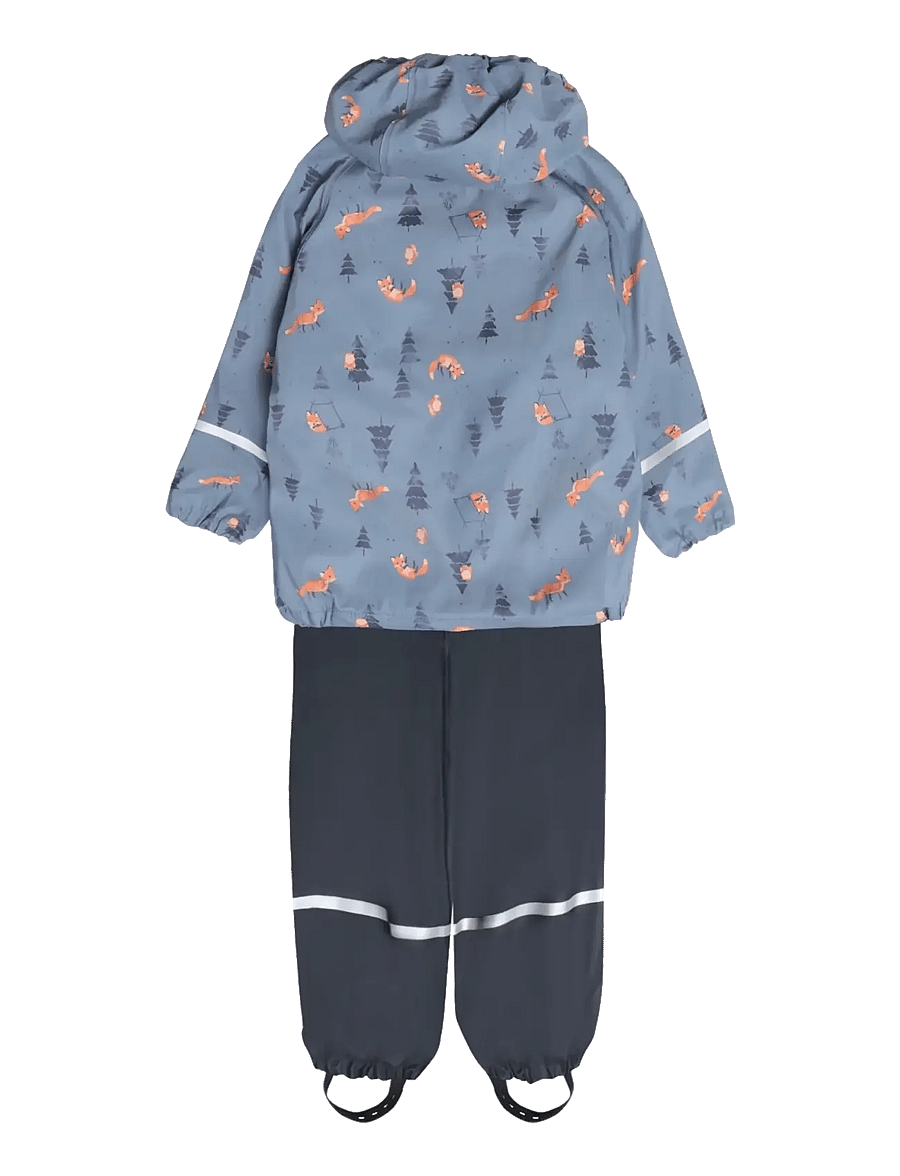 Little B - PU Set AOP w. Fleece - gefütterte regenkleidung - china blue - 1