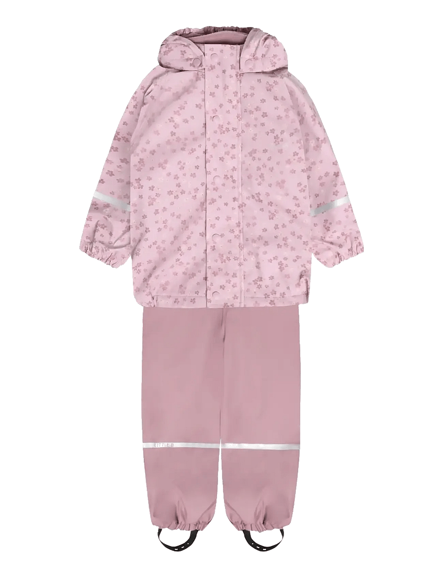 Little B - PU Set AOP w. Fleece - gefütterte regenkleidung - mauve shadow - 0