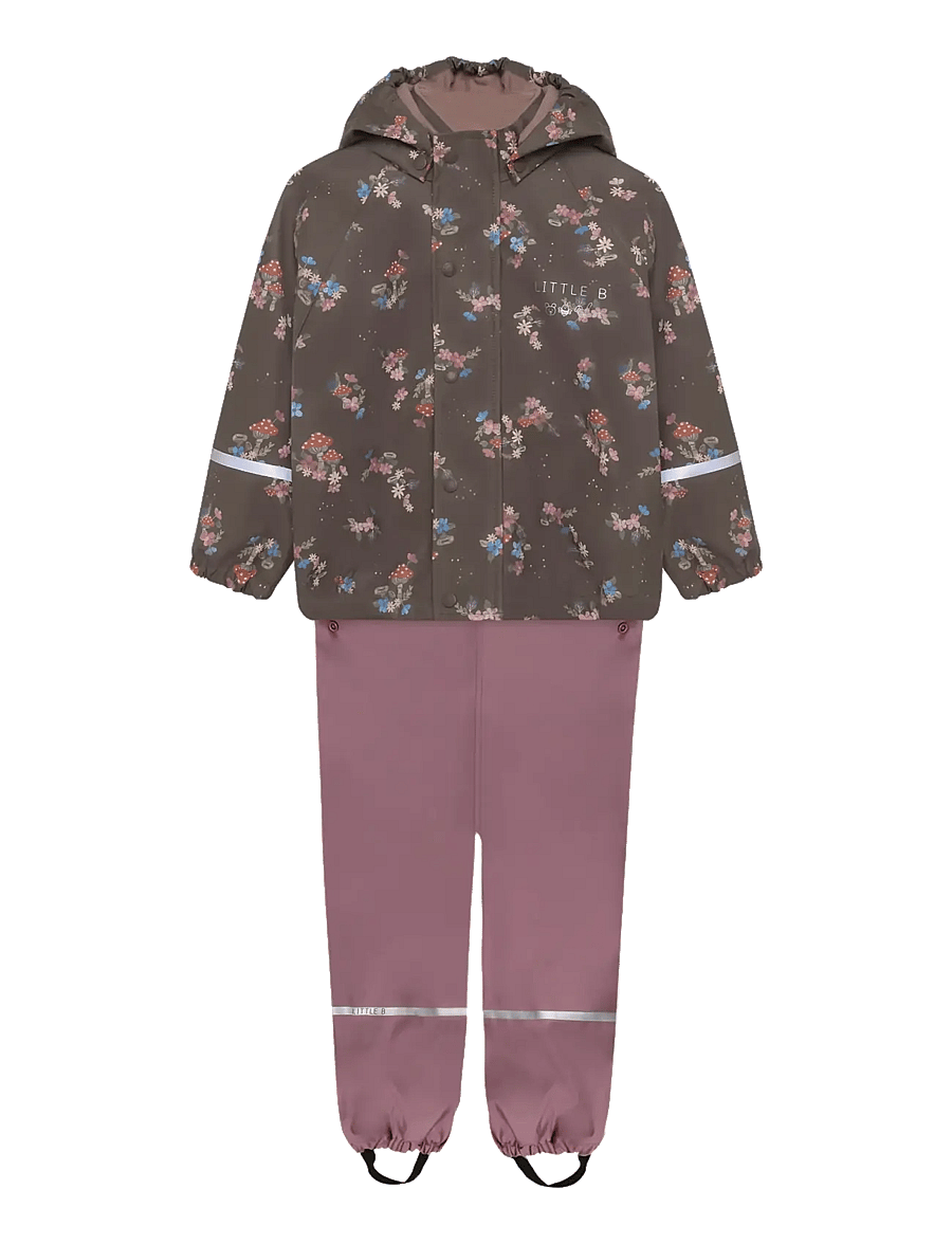 Little B - PU Set AOP w. Fleece - voodriga vihmariided - wistful mauve - 0