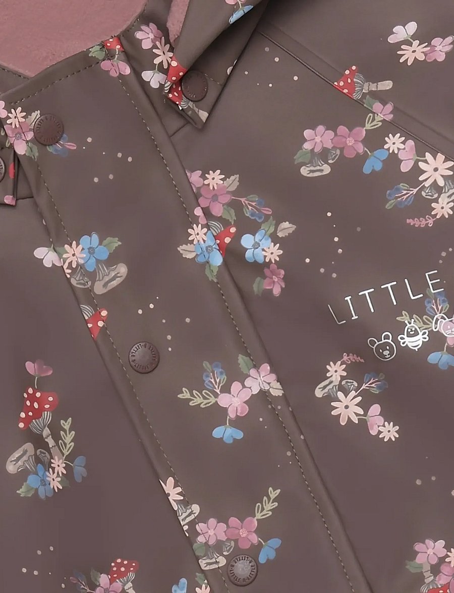 Little B - PU Set AOP w. Fleece - vihmakomplektid - wistful mauve - 3