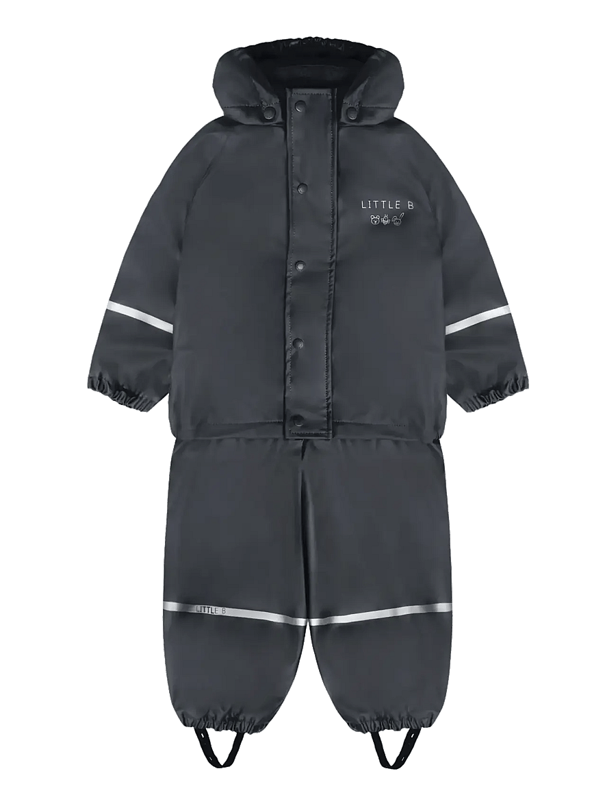 Little B - PU Set SOLID w. Fleece - gefütterte regenkleidung - navy - 0