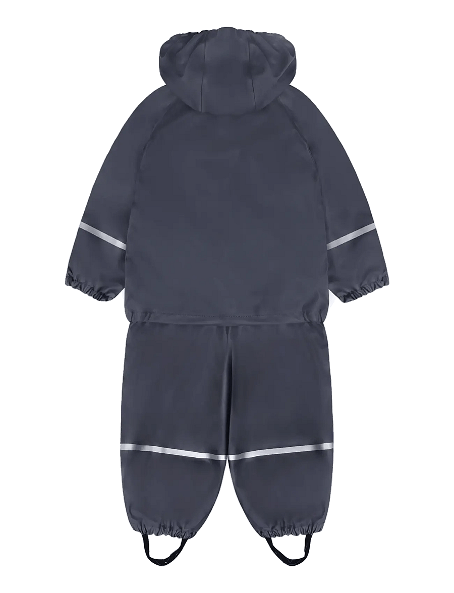 Little B - PU Set SOLID w. Fleece - fodrade regnkläder - navy - 2