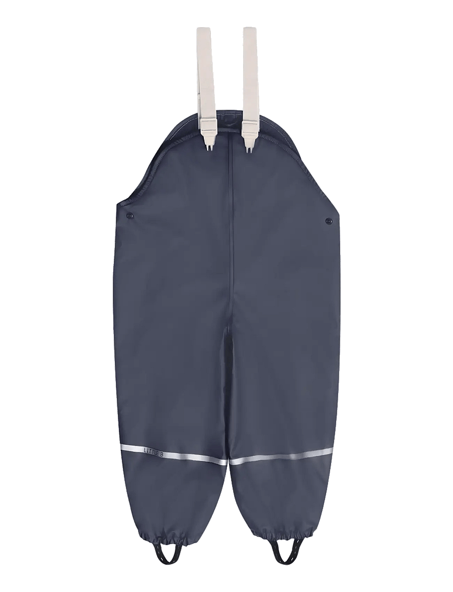 Little B - PU Set SOLID w. Fleece - fodrade regnkläder - navy - 3