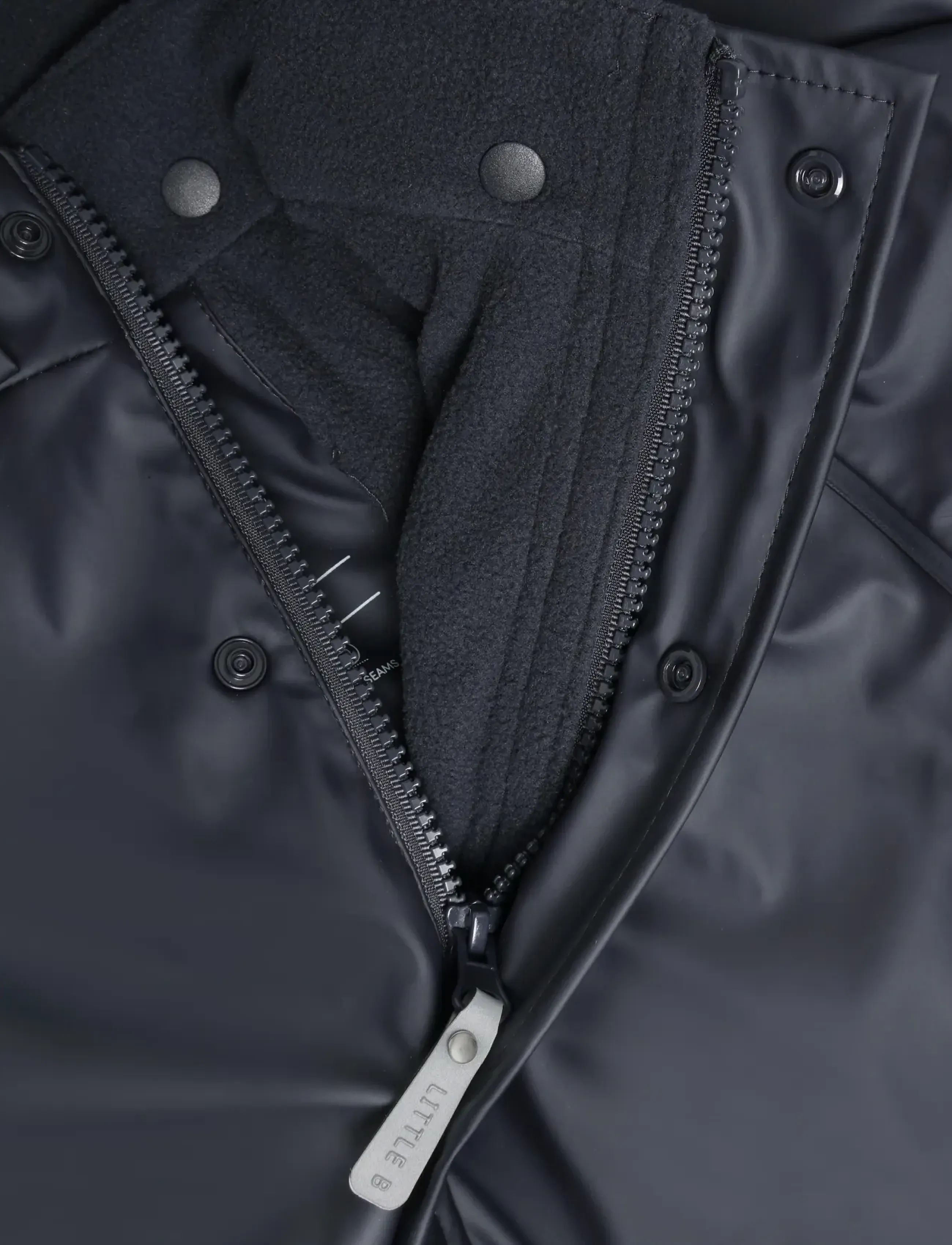 Little B - PU Set SOLID w. Fleece - fodrade regnkläder - navy - 3
