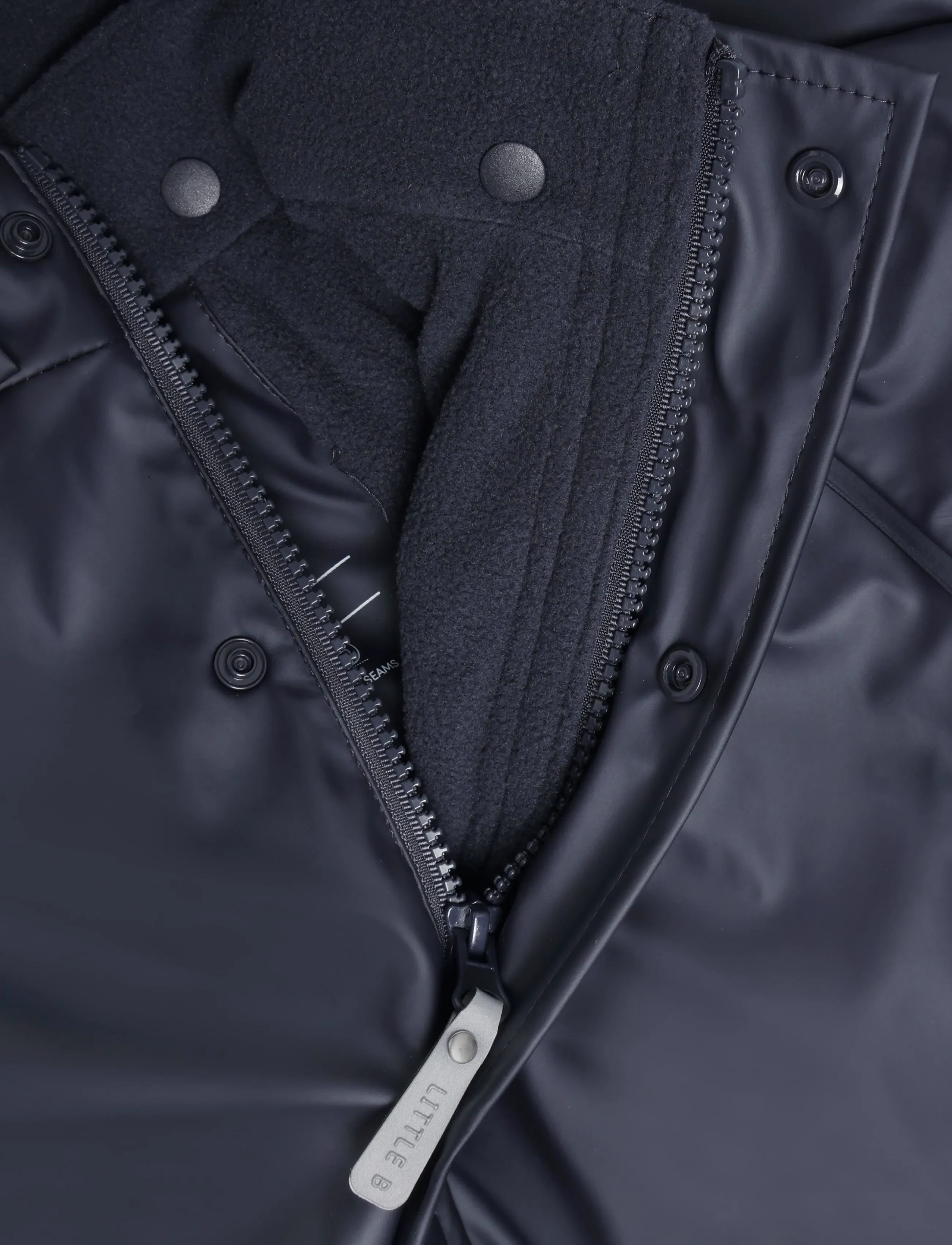 Little B - PU Set SOLID w. Fleece - fodrade regnkläder - navy - 4