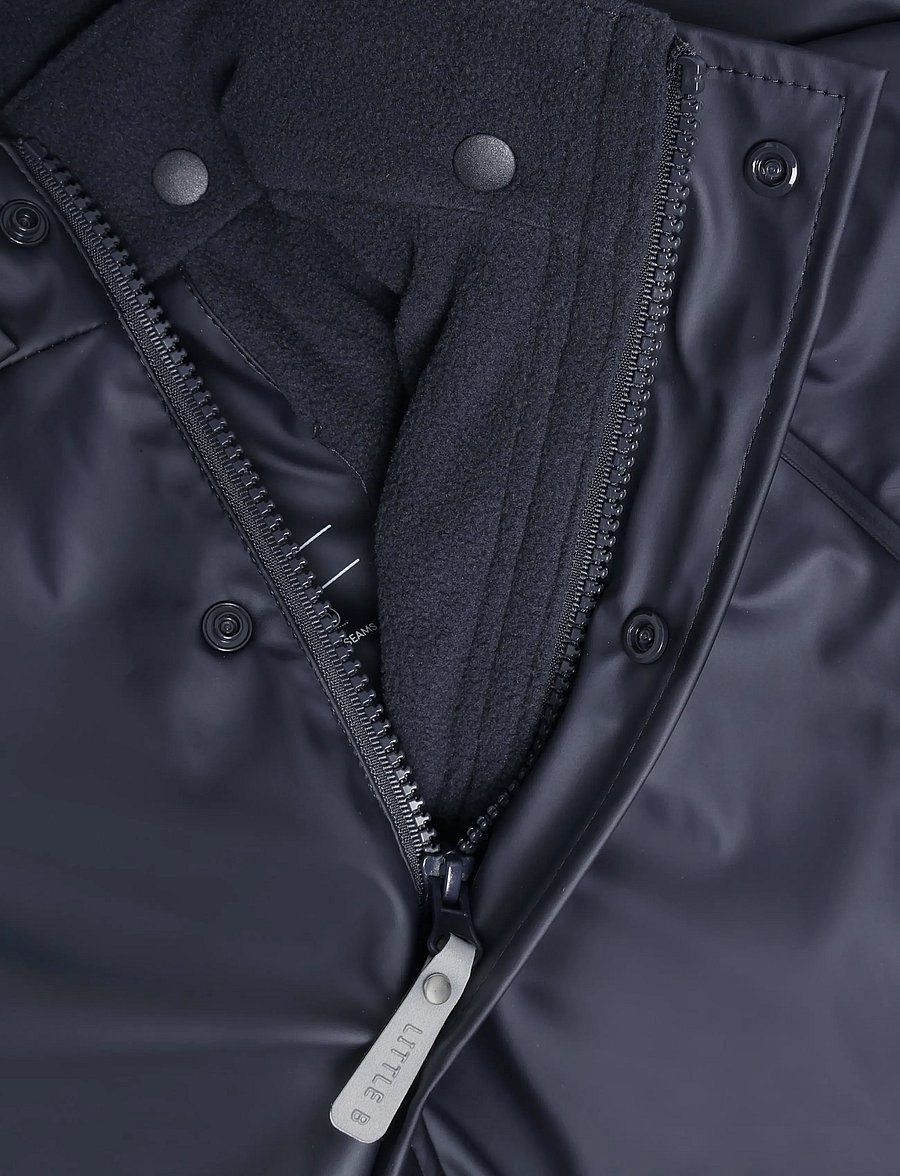 Little B - PU Set SOLID w. Fleece - fodrade regnkläder - navy - 4