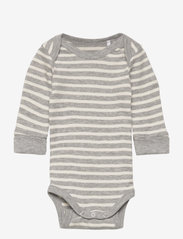 Little B - Baby body long sleeve cotton - vienspalviai bodžiai ilgomis rankovėmis - light grey stripe - 0