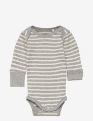 Little B - Baby body long sleeve cotton - vienspalviai bodžiai ilgomis rankovėmis - light grey stripe - 2