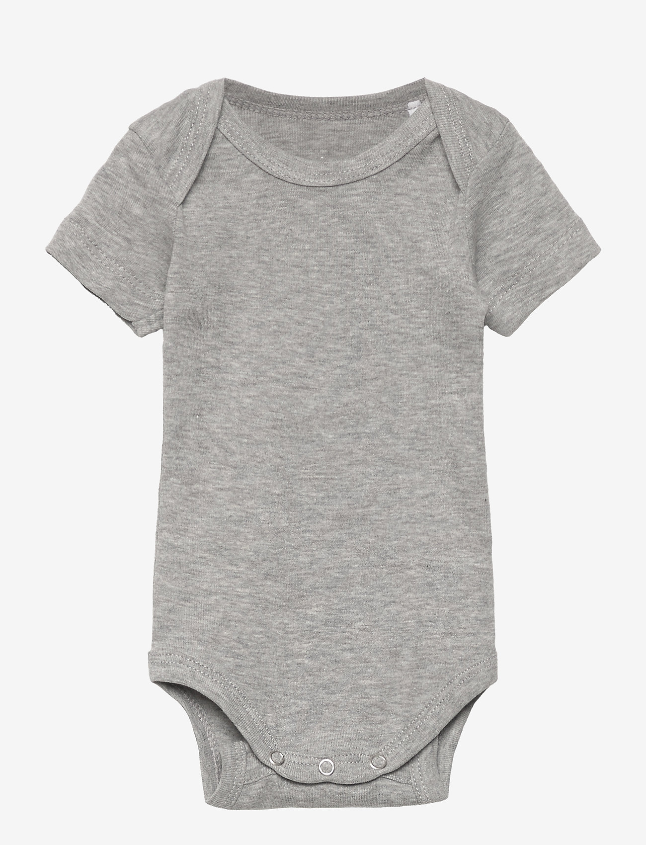 Little B - Baby body short sleeve cotton - ensfarvede kortærmede bodyer - light grey melange - 0