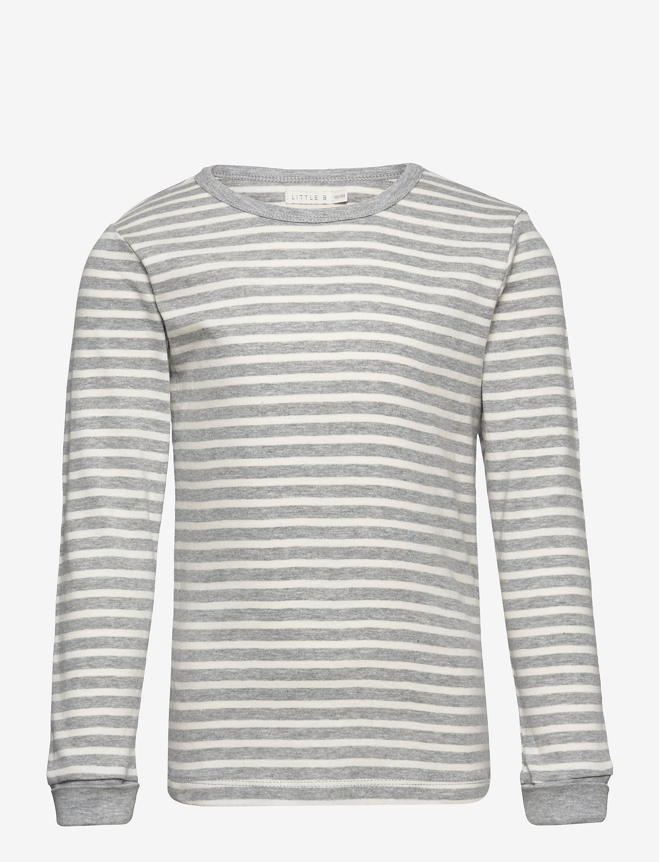 Little B - T-shirt long sleeve cotton - ar garām piedurknēm - light grey stripe - 0