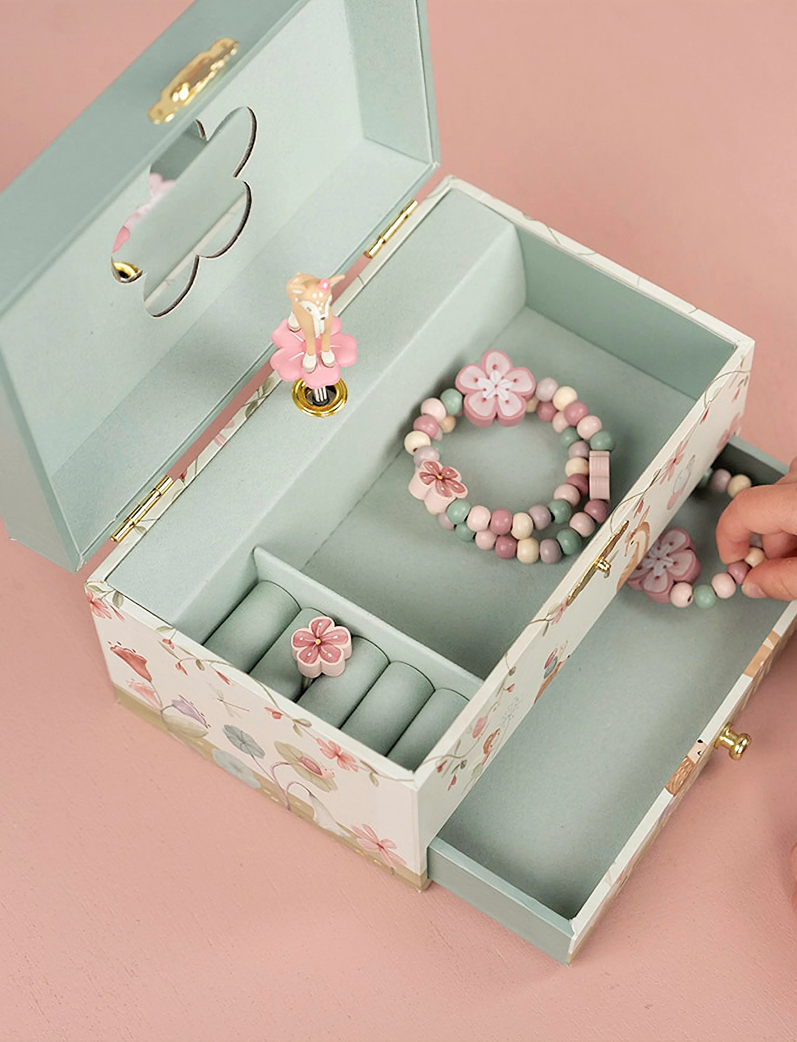 Little Dutch - Little Dutch Jewellerybox Deer Forest Friends - smykkeskrin - green - 4