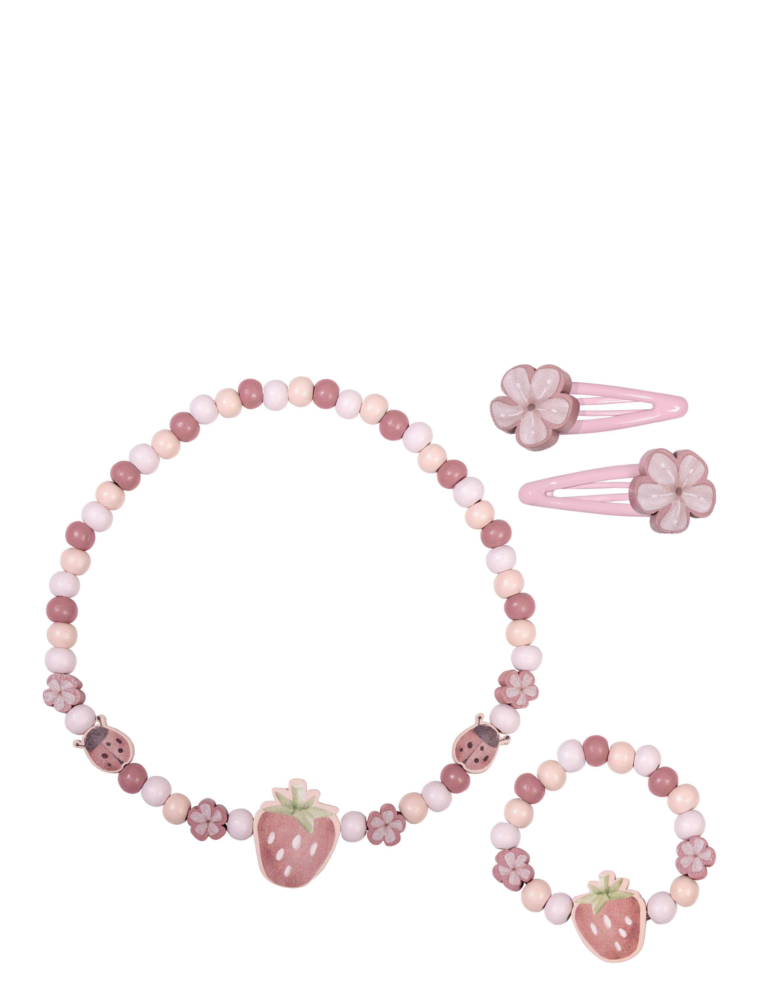 Little Dutch Wooden Jewellery - Strawberry - Halsband - PINK / pink/rose