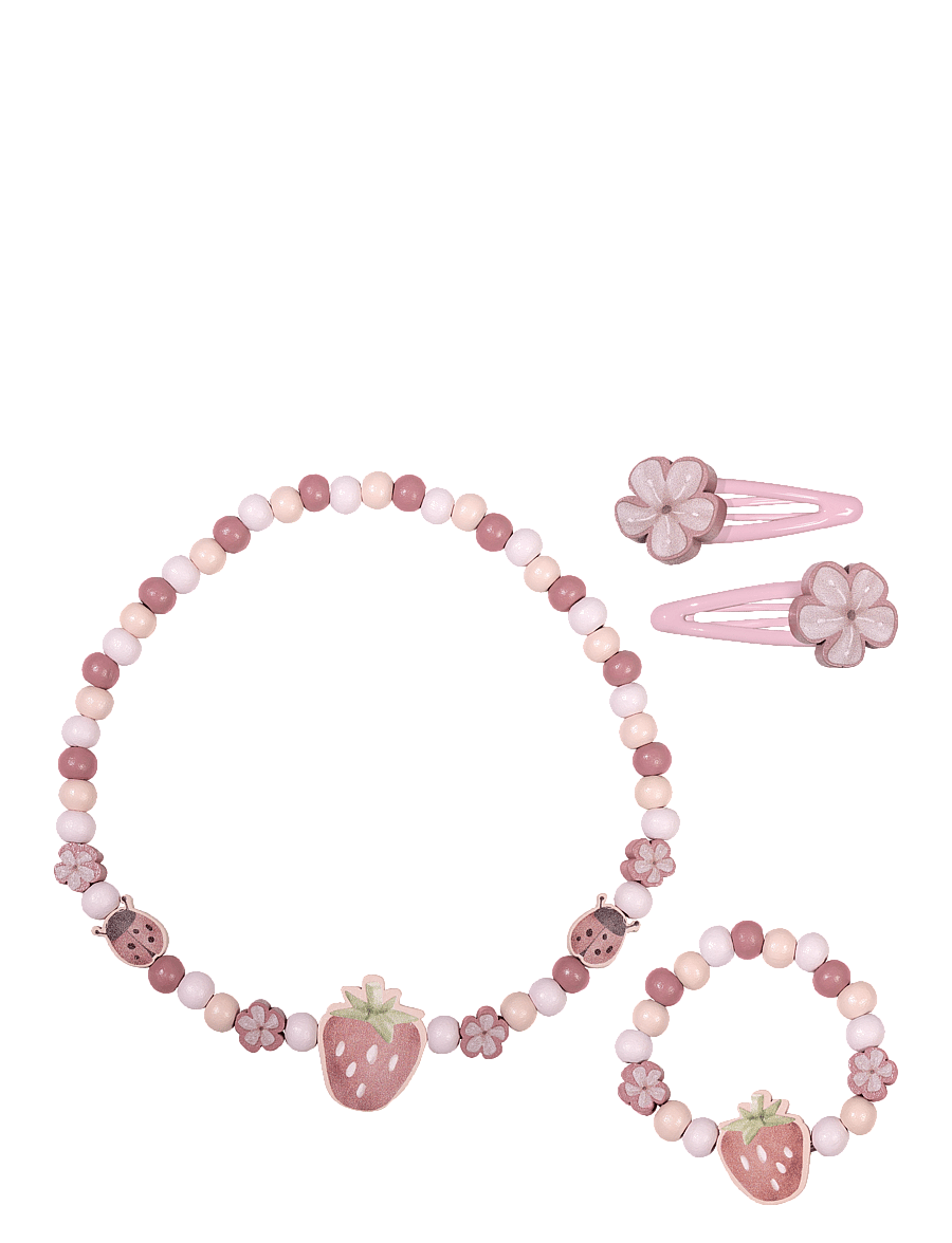 Little Dutch - Wooden Jewellery - Strawberry - armband - pink - 0