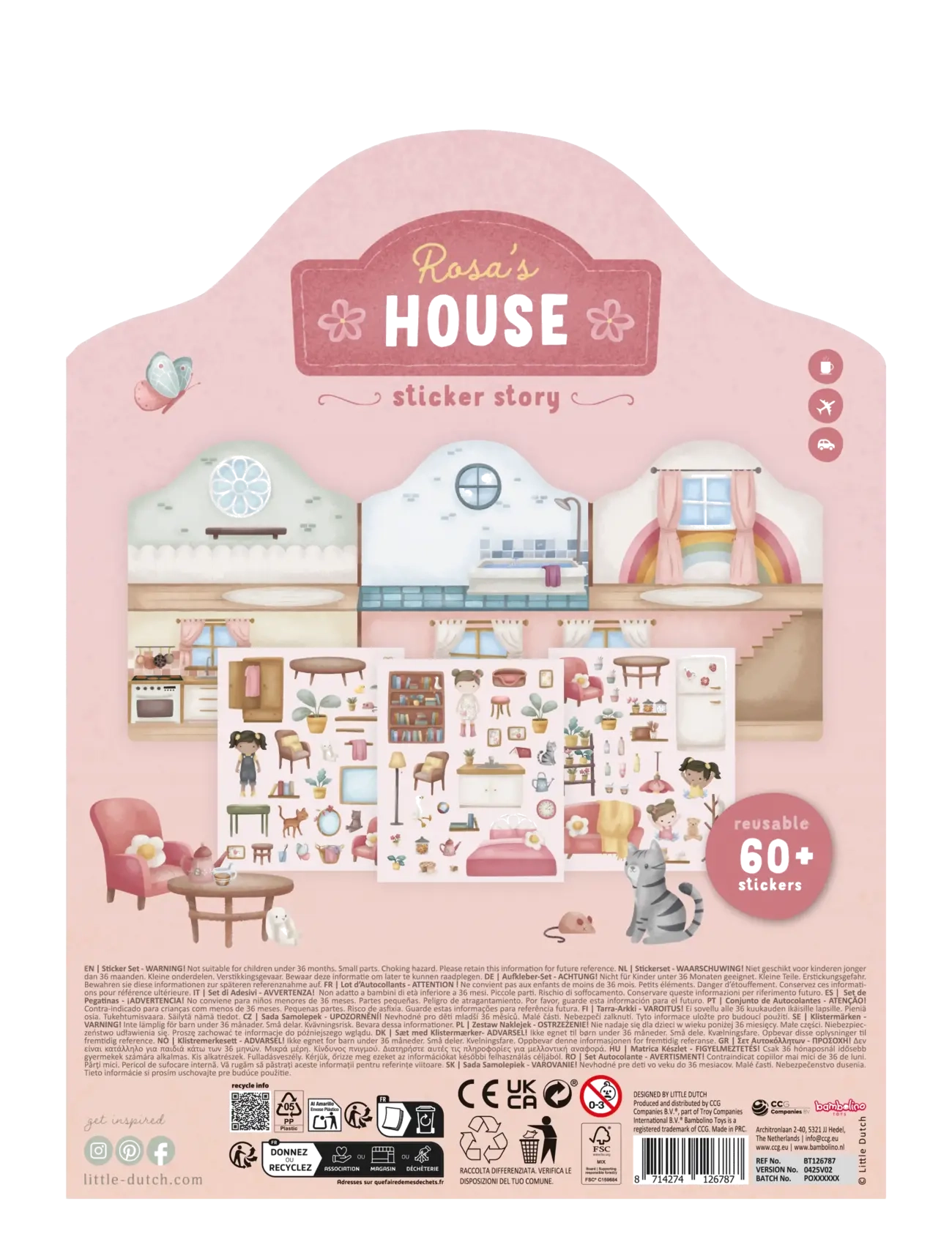 Little Dutch - Re-usable Sticker Booklet Rosa - klistermärken - pink - 2