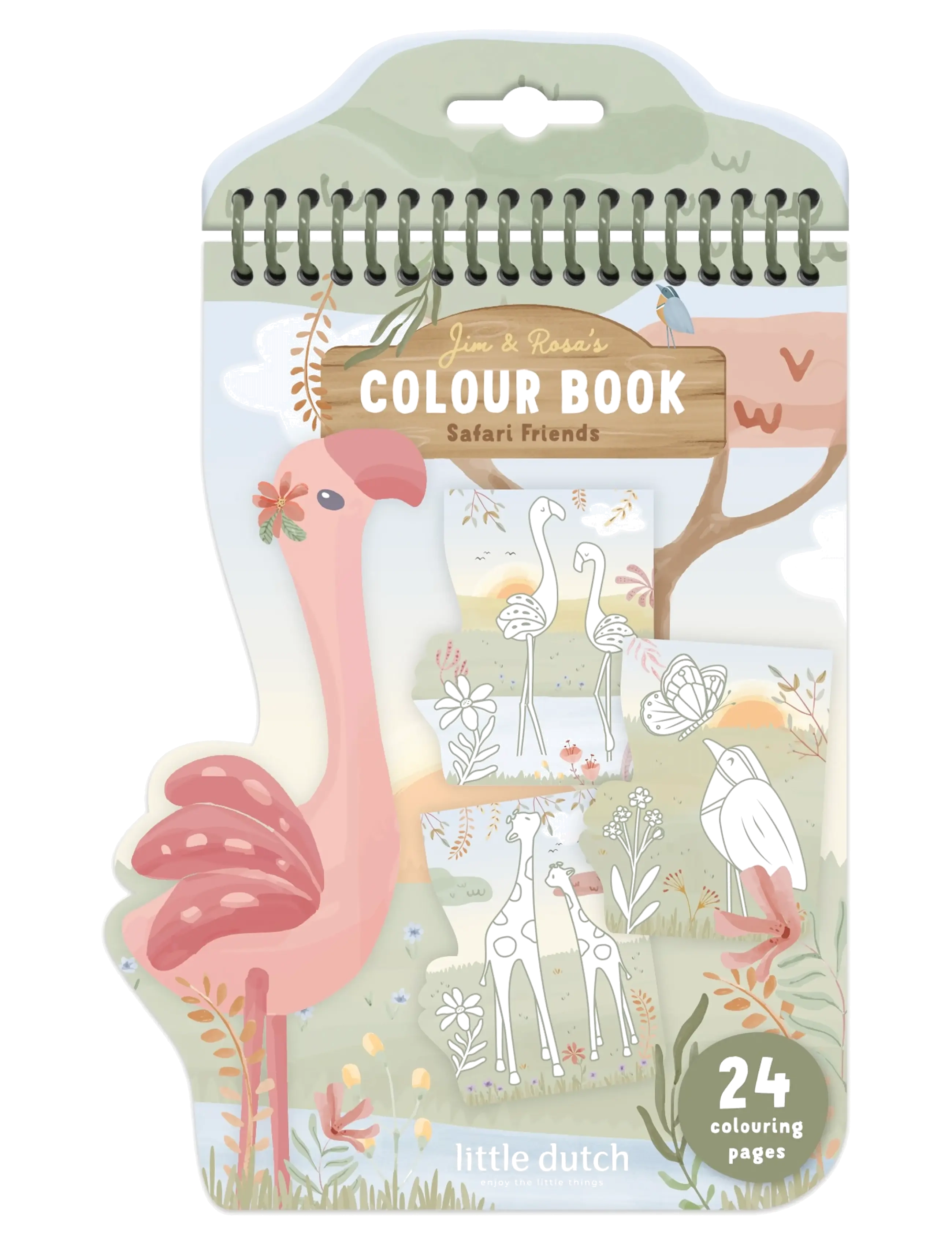 Little Dutch Little Dutch - Shaped Coloring Book Flamingo - Safari Friends - Inomhus leksaker - GREEN / green