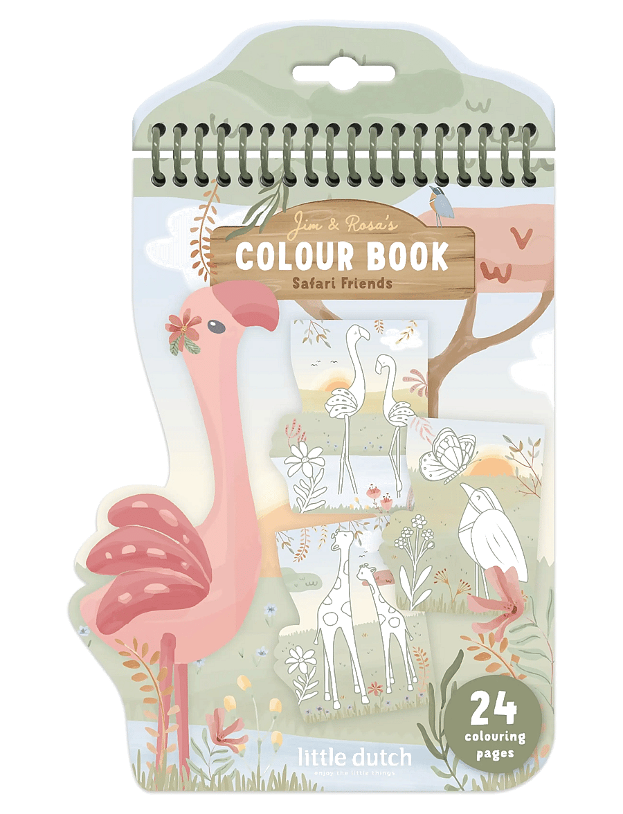 Little Dutch - Little Dutch - Shaped Coloring Book Flamingo - Safari Friends - male- & kreabøger - green - 0