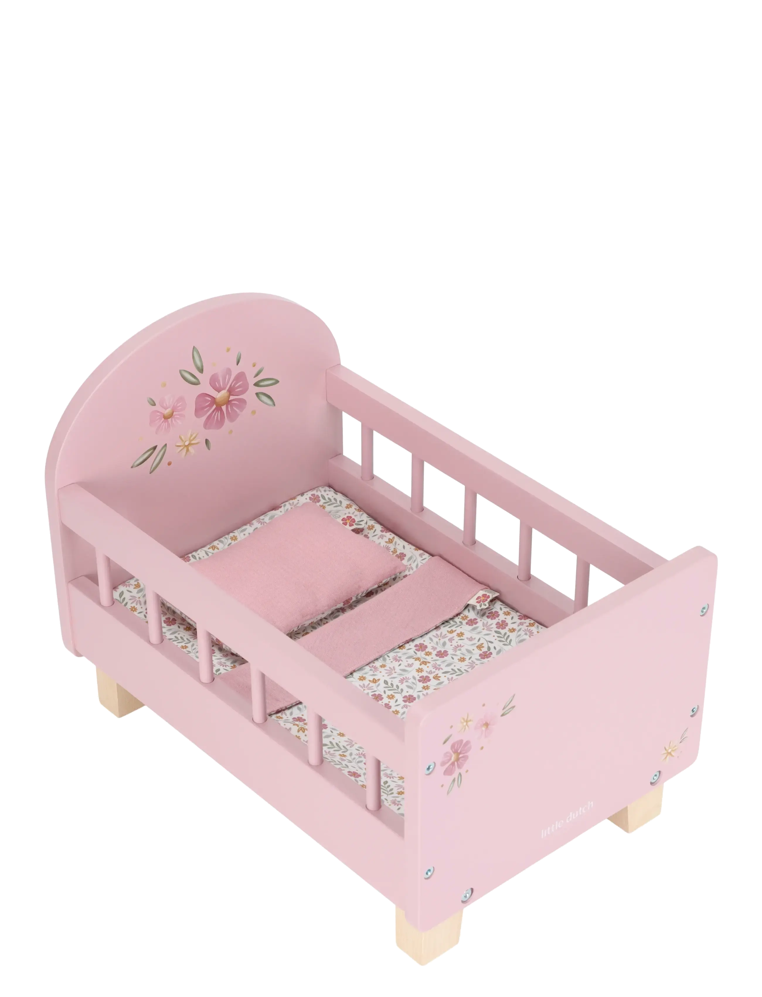 Little Dutch Little Dutch - Doll bed FSC with textiles - Leksaker - PINK / pink/rose