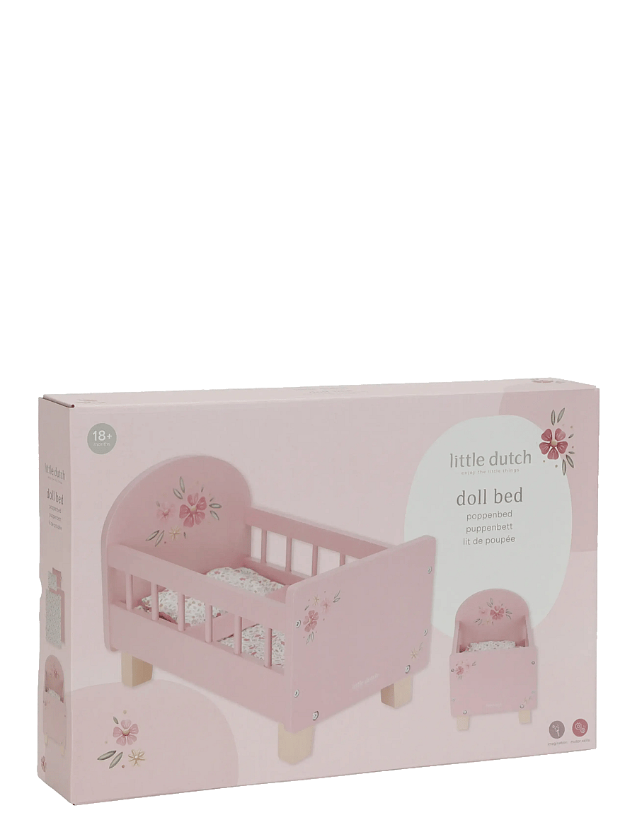 Little Dutch - Little Dutch - Doll bed FSC with textiles - dukkesenge - pink - 4