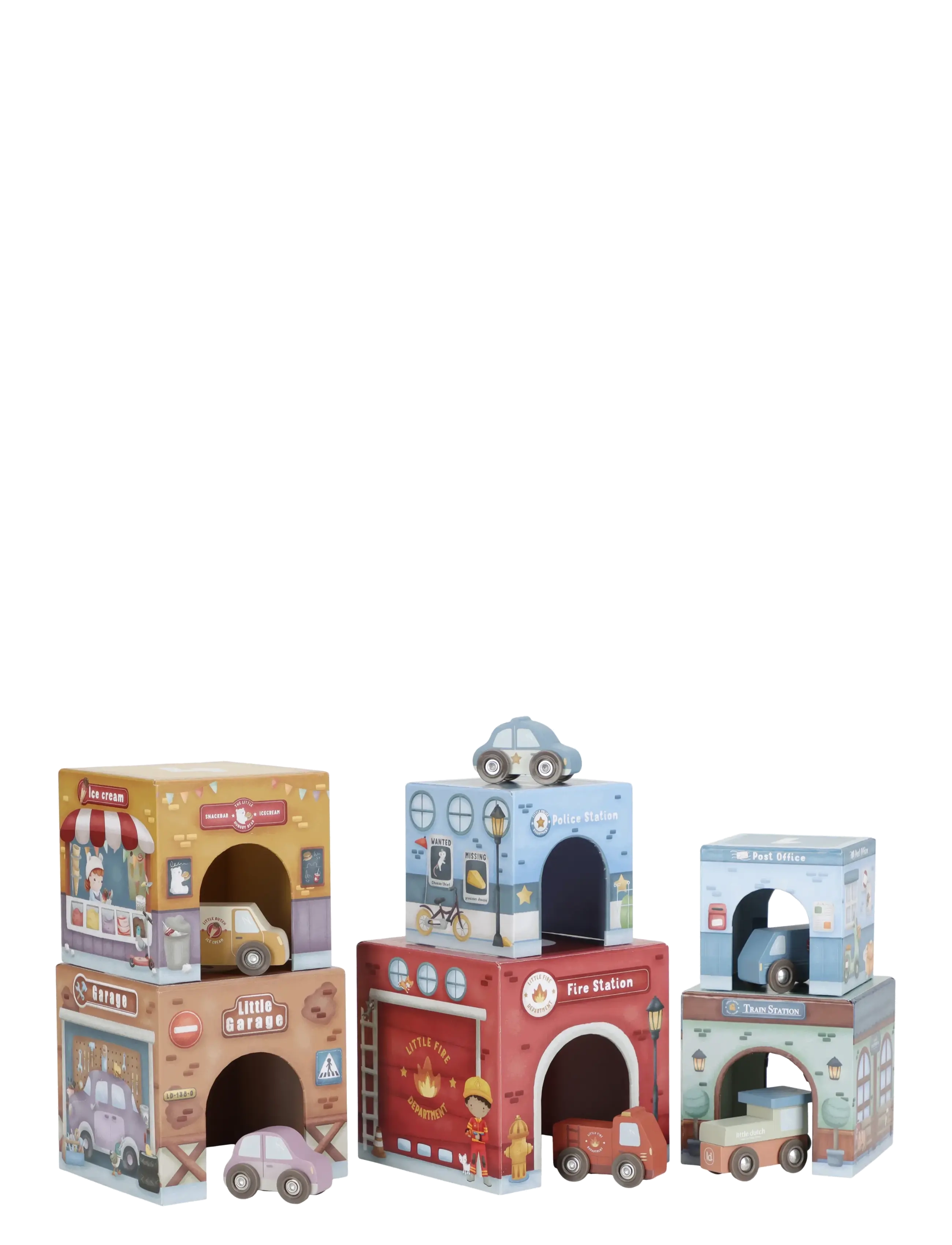 Little Dutch Stacking tower incl. 6 cars - Byggeklodser & Byggesæt - MULTI / multi