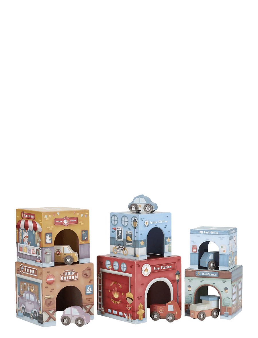 Little Dutch - Stacking tower incl. 6 cars - byggesæt - multi - 1