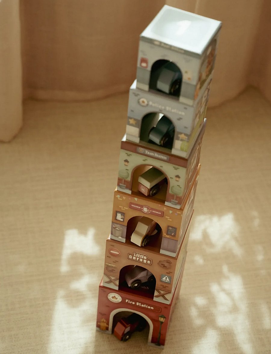 Little Dutch - Stacking tower incl. 6 cars - byggesæt - multi - 0