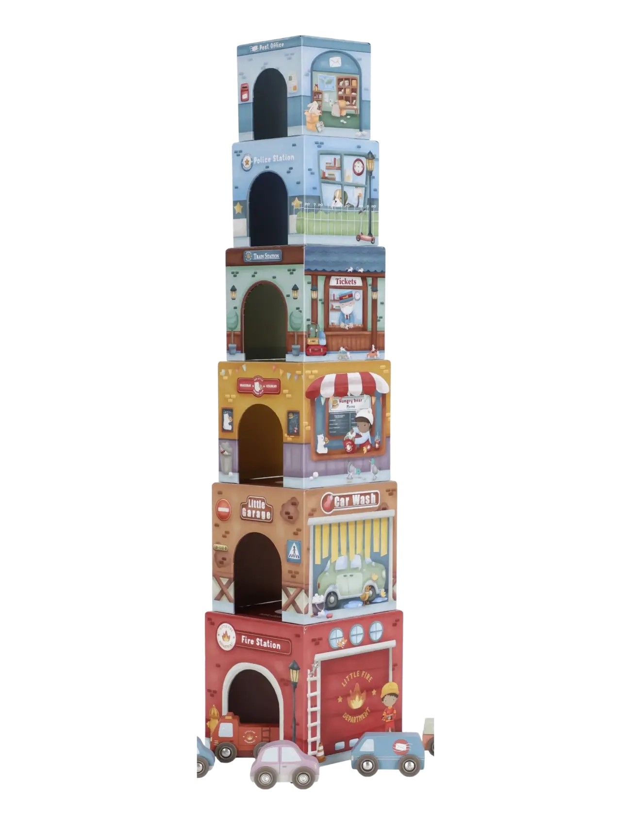 Little Dutch - Stacking tower incl. 6 cars - byggesæt - multi - 2