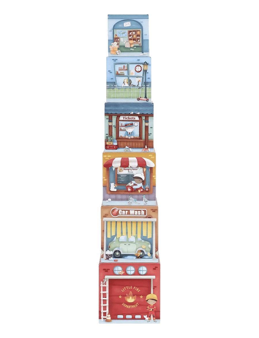 Little Dutch - Stacking tower incl. 6 cars - byggesæt - multi - 3