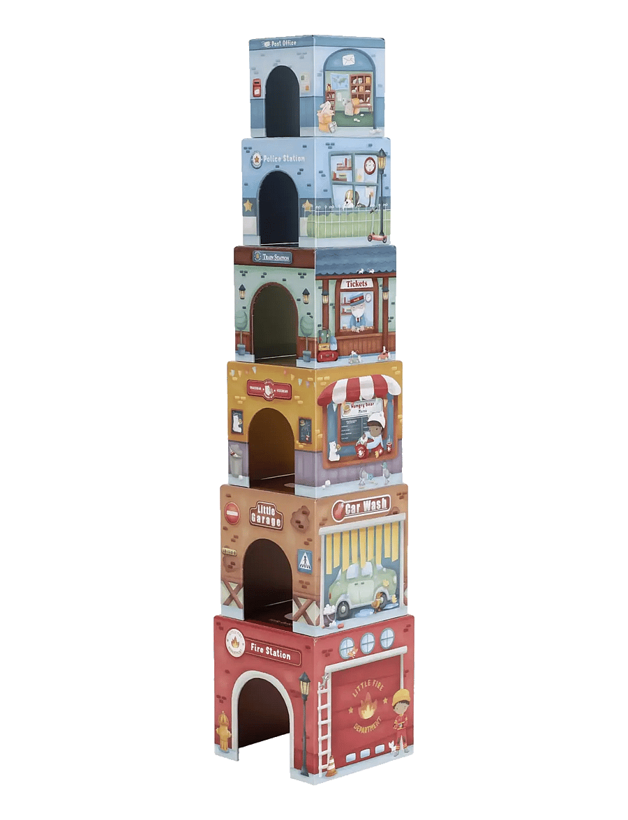 Little Dutch - Stacking tower incl. 6 cars - byggesæt - multi - 4