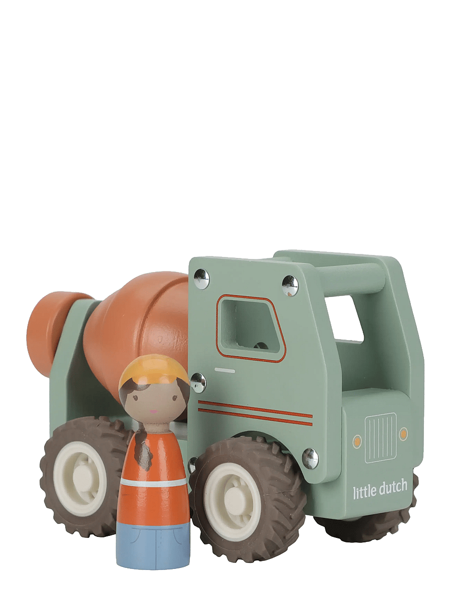 Little Dutch - Little Dutch - Cement truck w/1 pegdoll FSC - byggmaskiner - green - 2