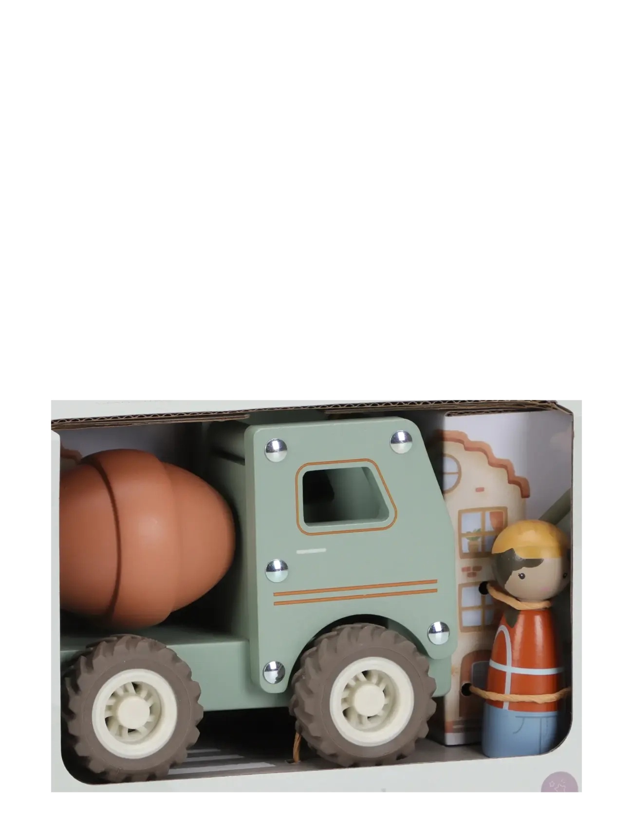 Little Dutch - Little Dutch - Cement truck w/1 pegdoll FSC - byggekøretøjer - green - 4
