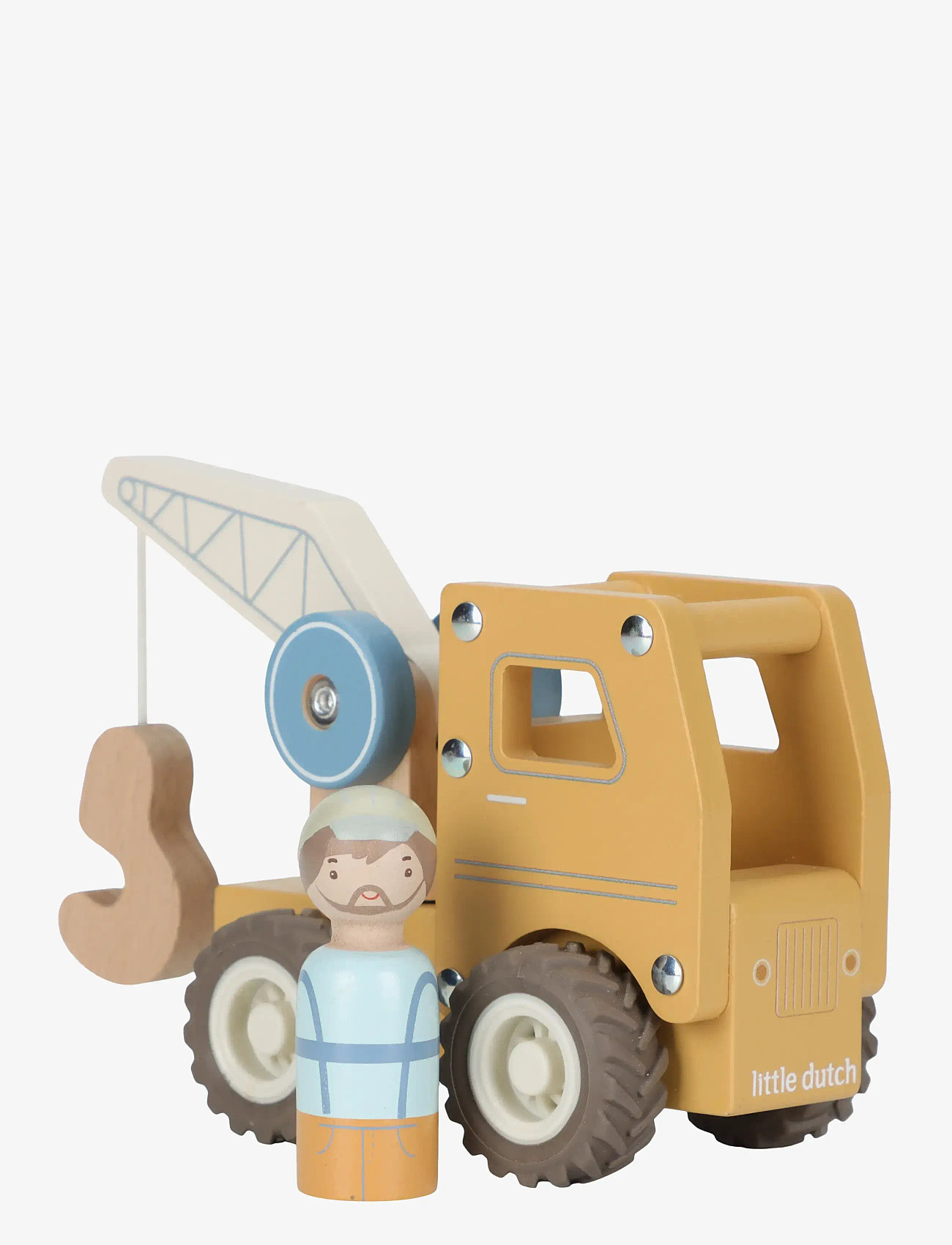 Little Dutch - Little Dutch - Crane truck w/1 pegdoll FSC - byggekøretøjer - yellow - 1