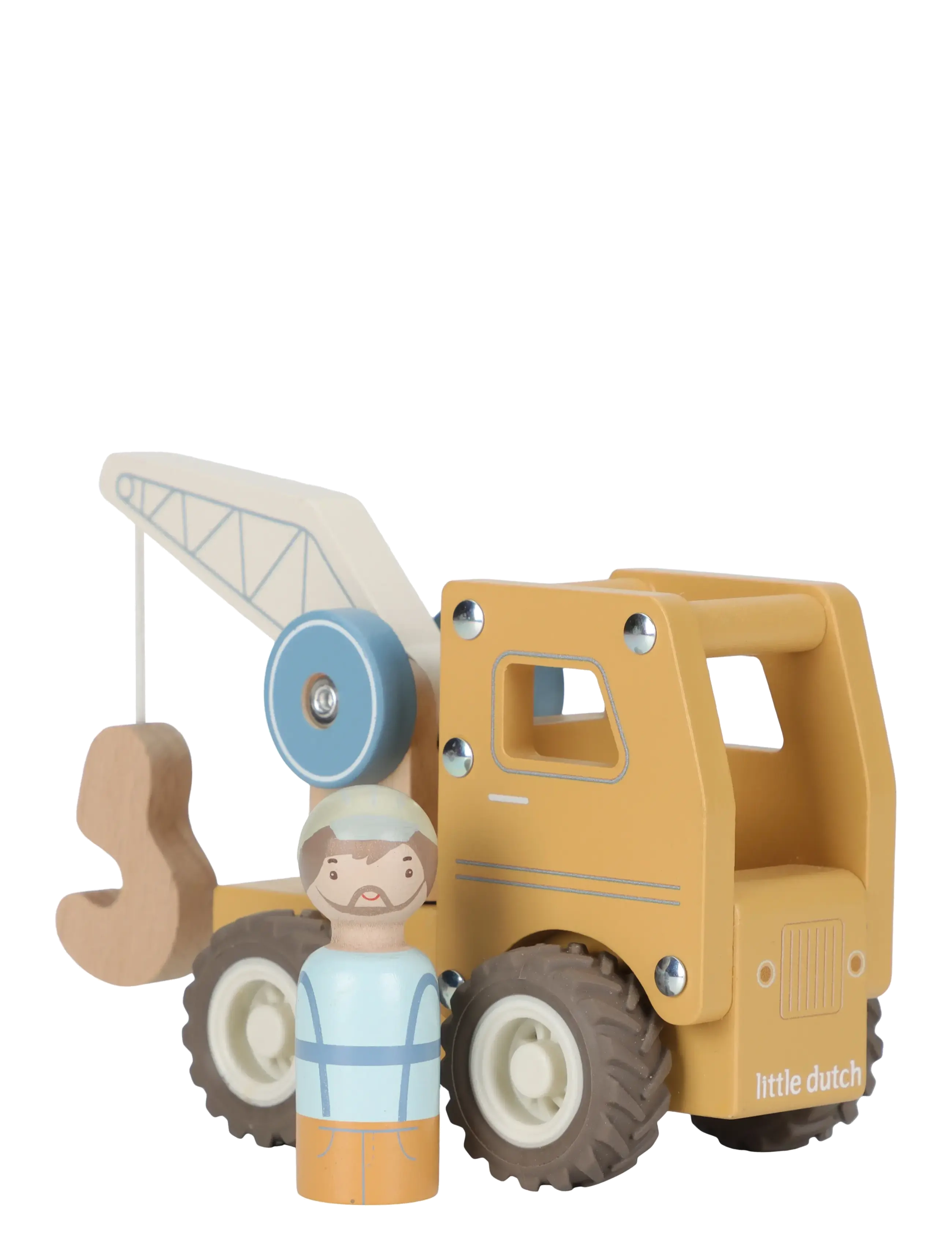 Little Dutch Little Dutch - Crane truck w/1 pegdoll FSC - Legekøretøjer - YELLOW / yellow