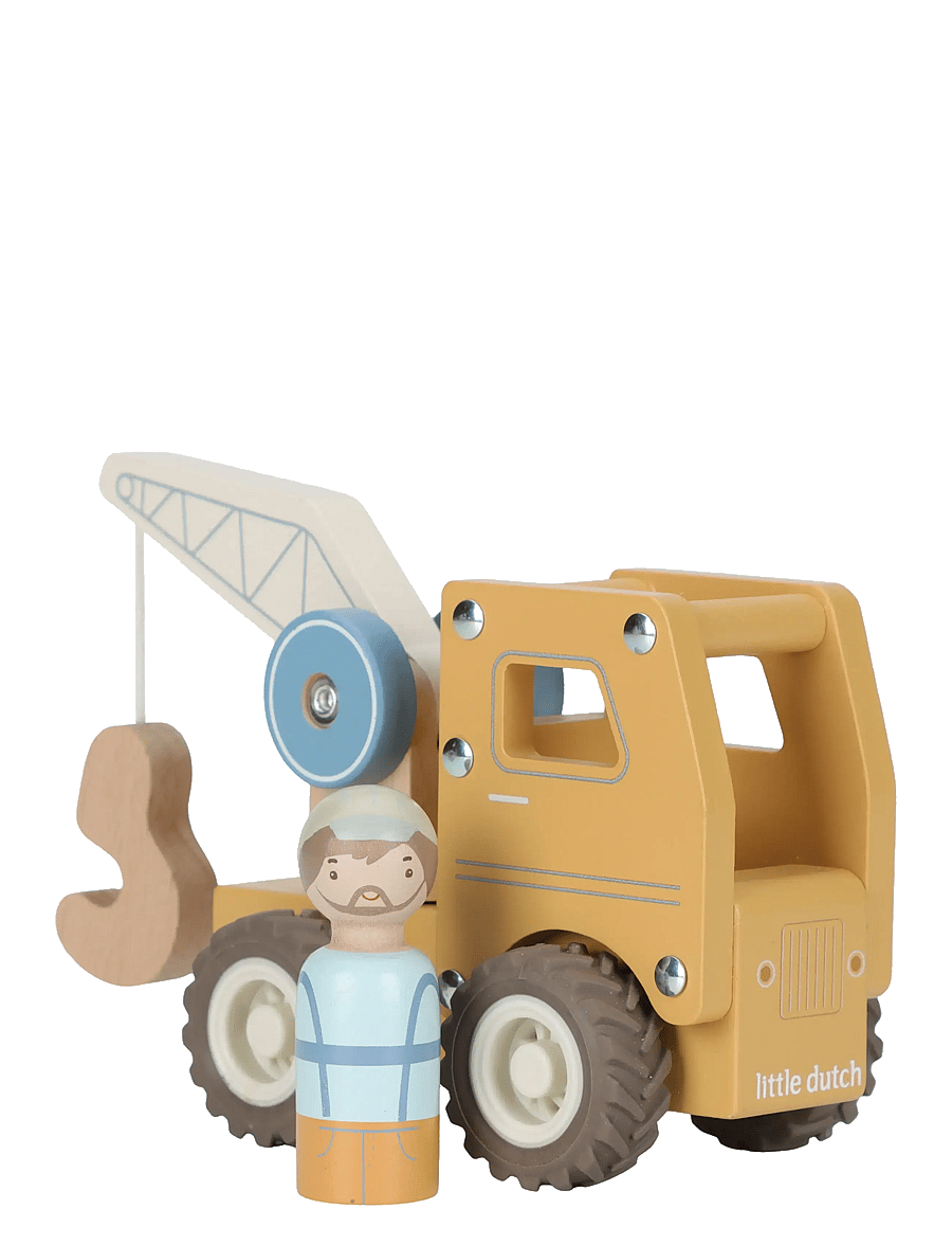 Little Dutch - Little Dutch - Crane truck w/1 pegdoll FSC - byggmaskiner - yellow - 1