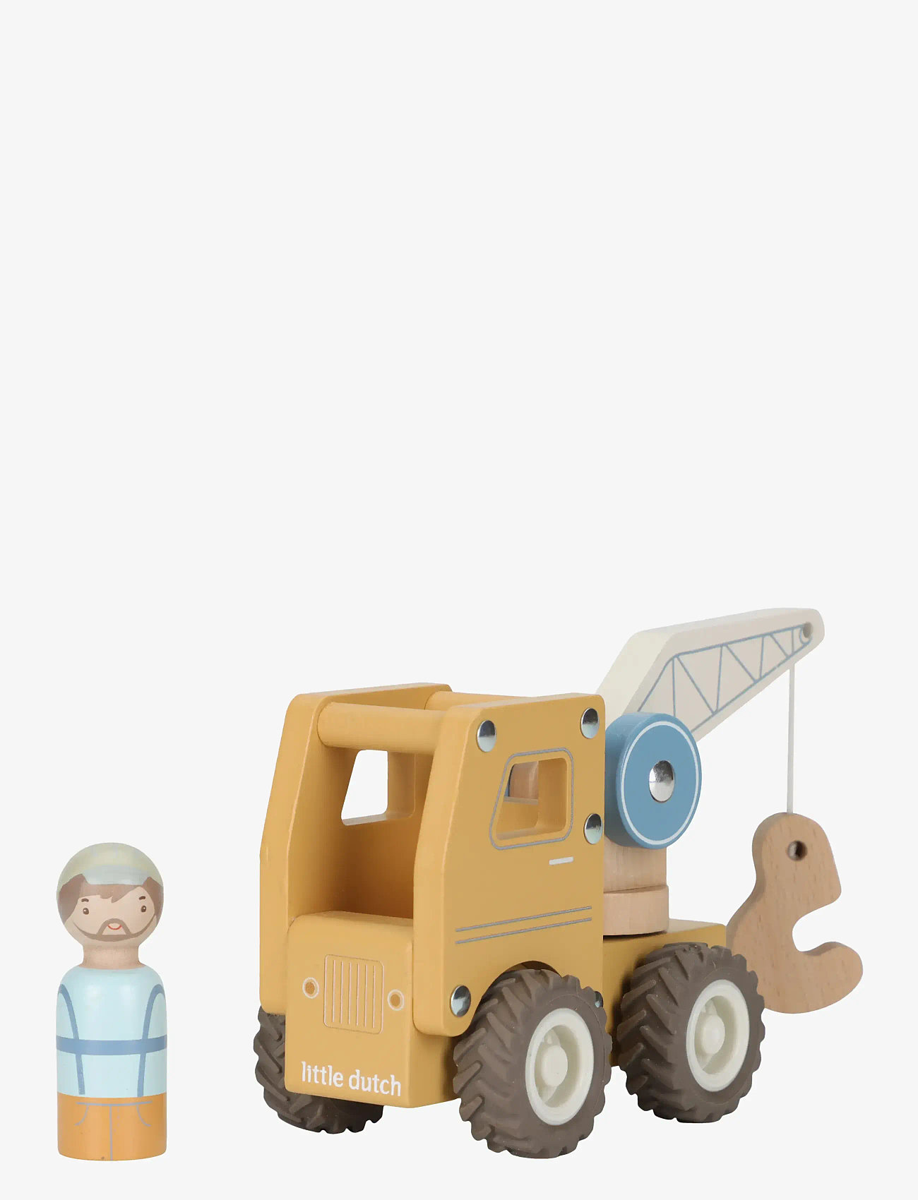 Little Dutch - Little Dutch - Crane truck w/1 pegdoll FSC - byggekøretøjer - yellow - 2