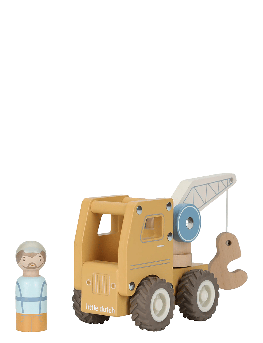 Little Dutch - Little Dutch - Crane truck w/1 pegdoll FSC - byggmaskiner - yellow - 2