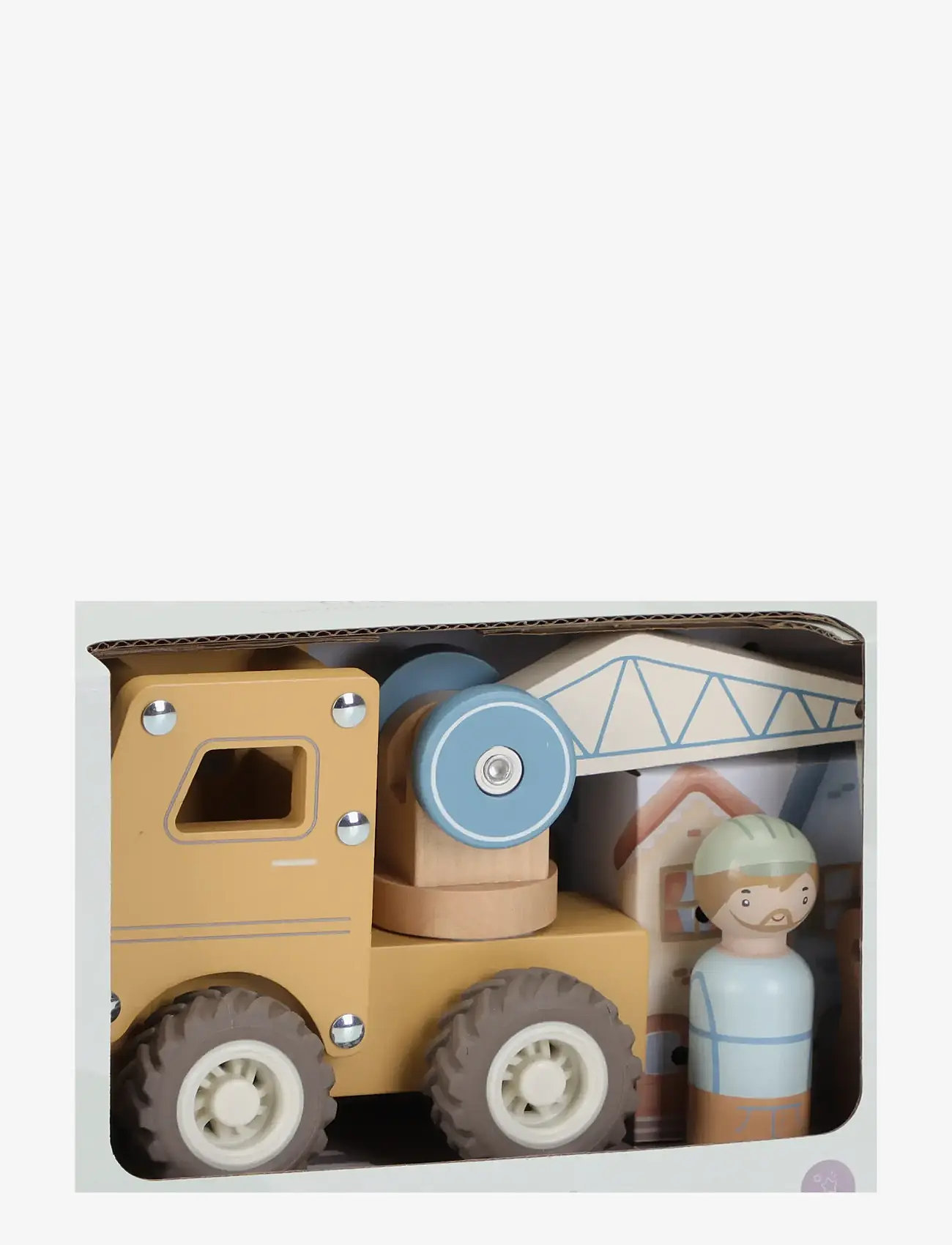 Little Dutch - Little Dutch - Crane truck w/1 pegdoll FSC - byggekøretøjer - yellow - 4