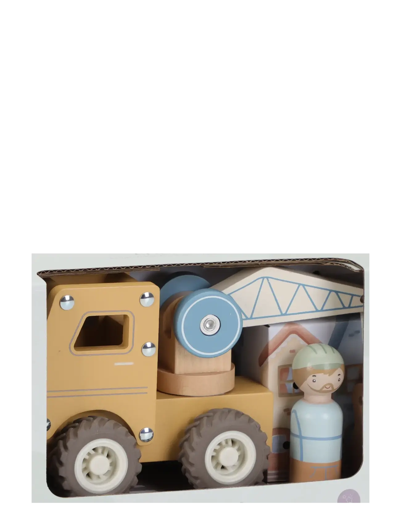 Little Dutch - Little Dutch - Crane truck w/1 pegdoll FSC - byggekøretøjer - yellow - 4