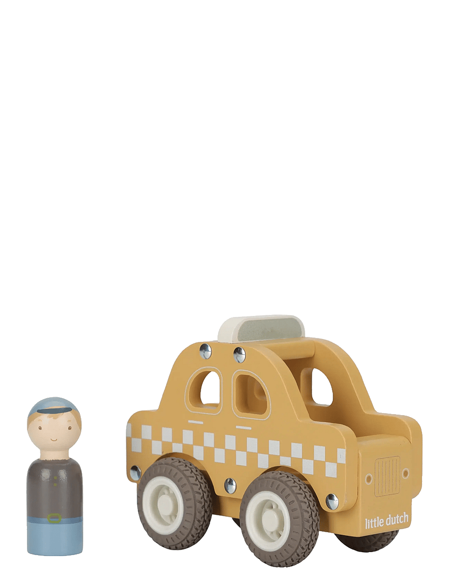 Little Dutch - Little Dutch - Taxi w/ 1 peg doll FSC - leksaksbilar - yellow - 1