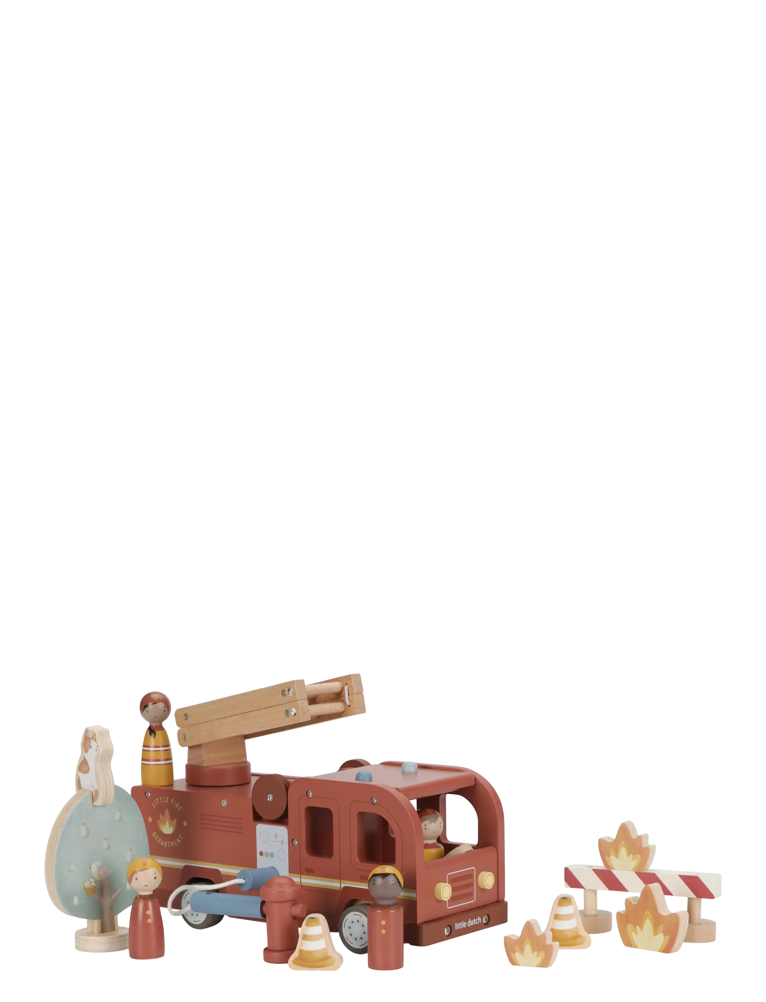 Little Dutch - Firetruck w/pegdolls - brandbilar - red - 4