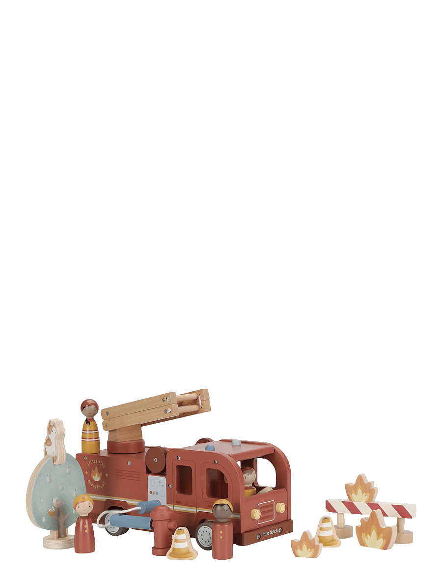Little Dutch - Firetruck w/pegdolls - brandbilar - red - 4