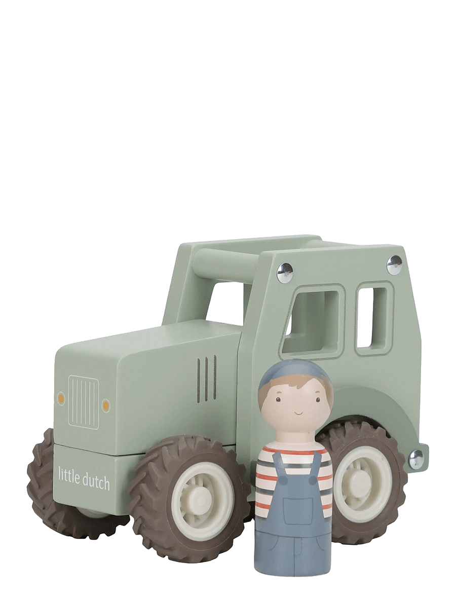 Little Dutch - Tractor w/pegdoll - träfigurer - green - 2