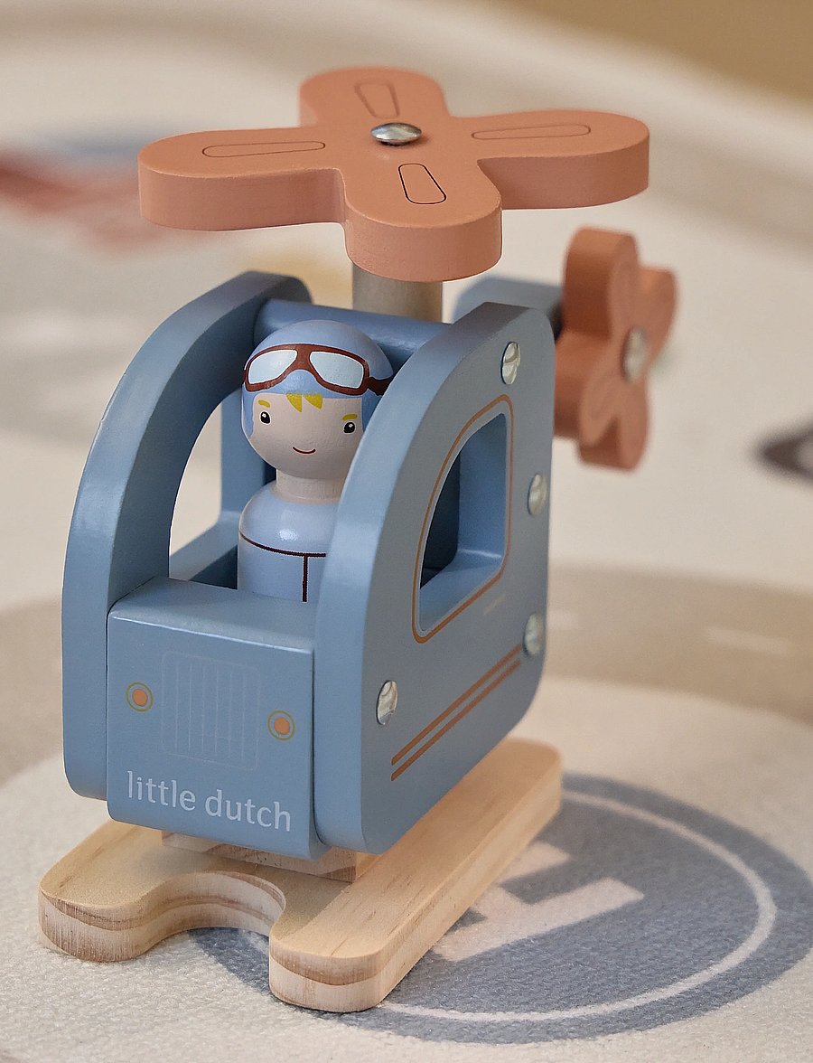Little Dutch - Helicopter w/pegdoll - lekset - blue, red - 0