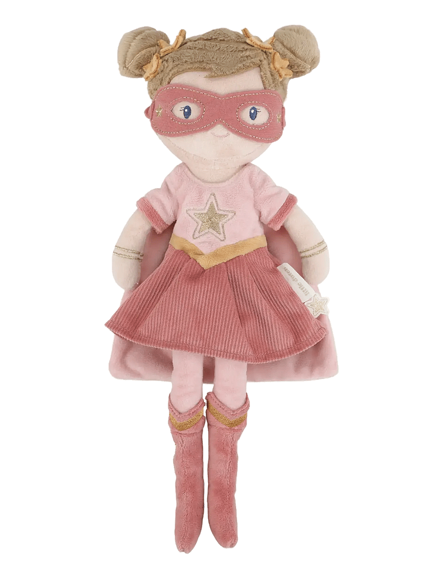 Little Dutch - Cuddle Doll Superhero Rosa 35cm - dockor - pink, brown - 1