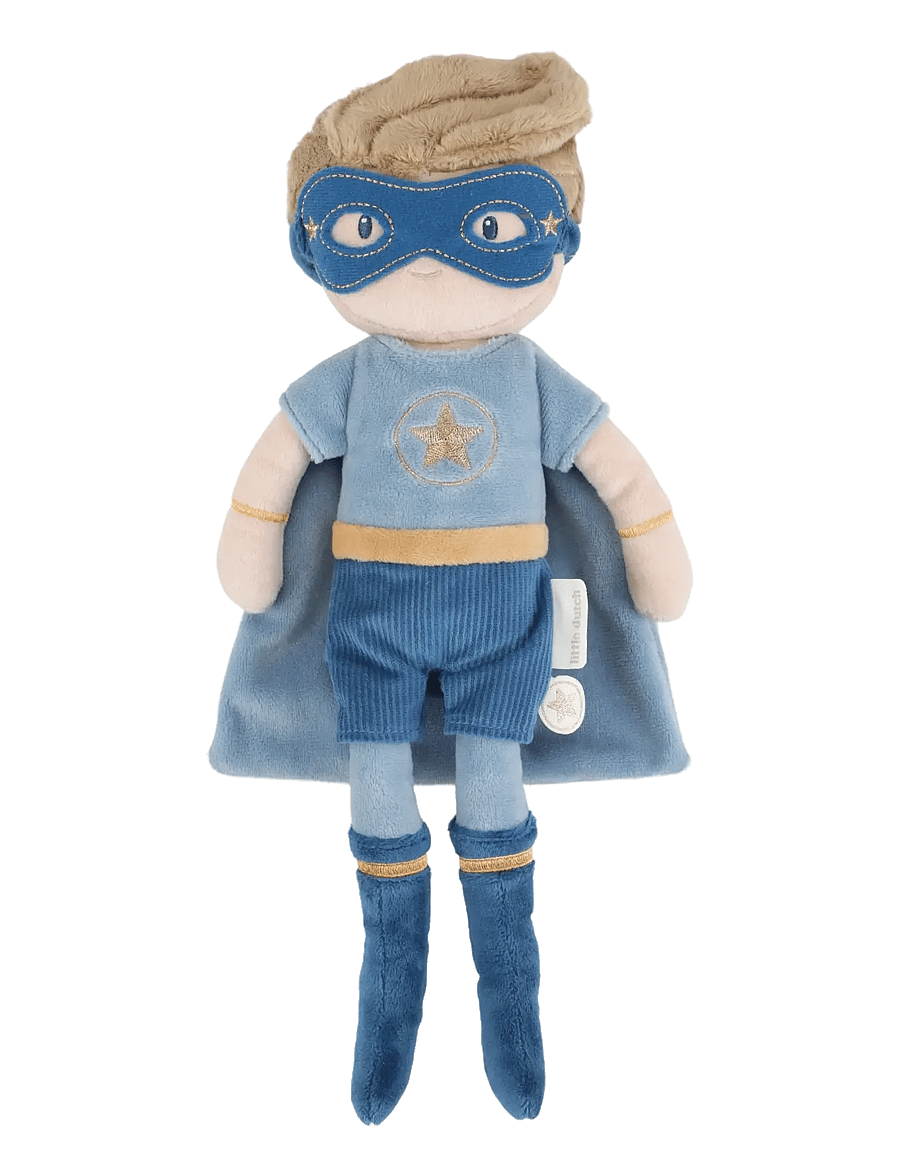 Little Dutch - Cuddle Doll Superhero Jim 35cm - dockor - blue, brown - 1