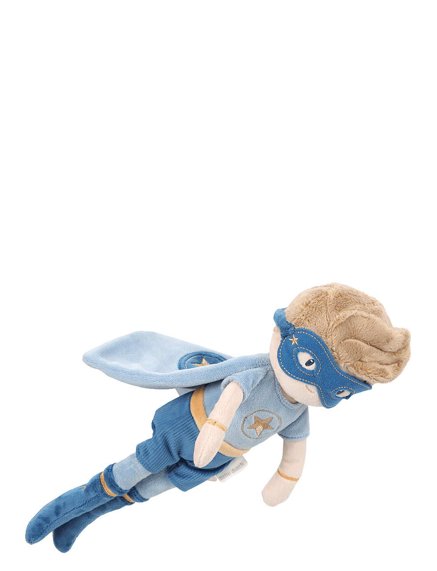 Little Dutch - Cuddle Doll Superhero Jim 35cm - dockor - blue, brown - 4