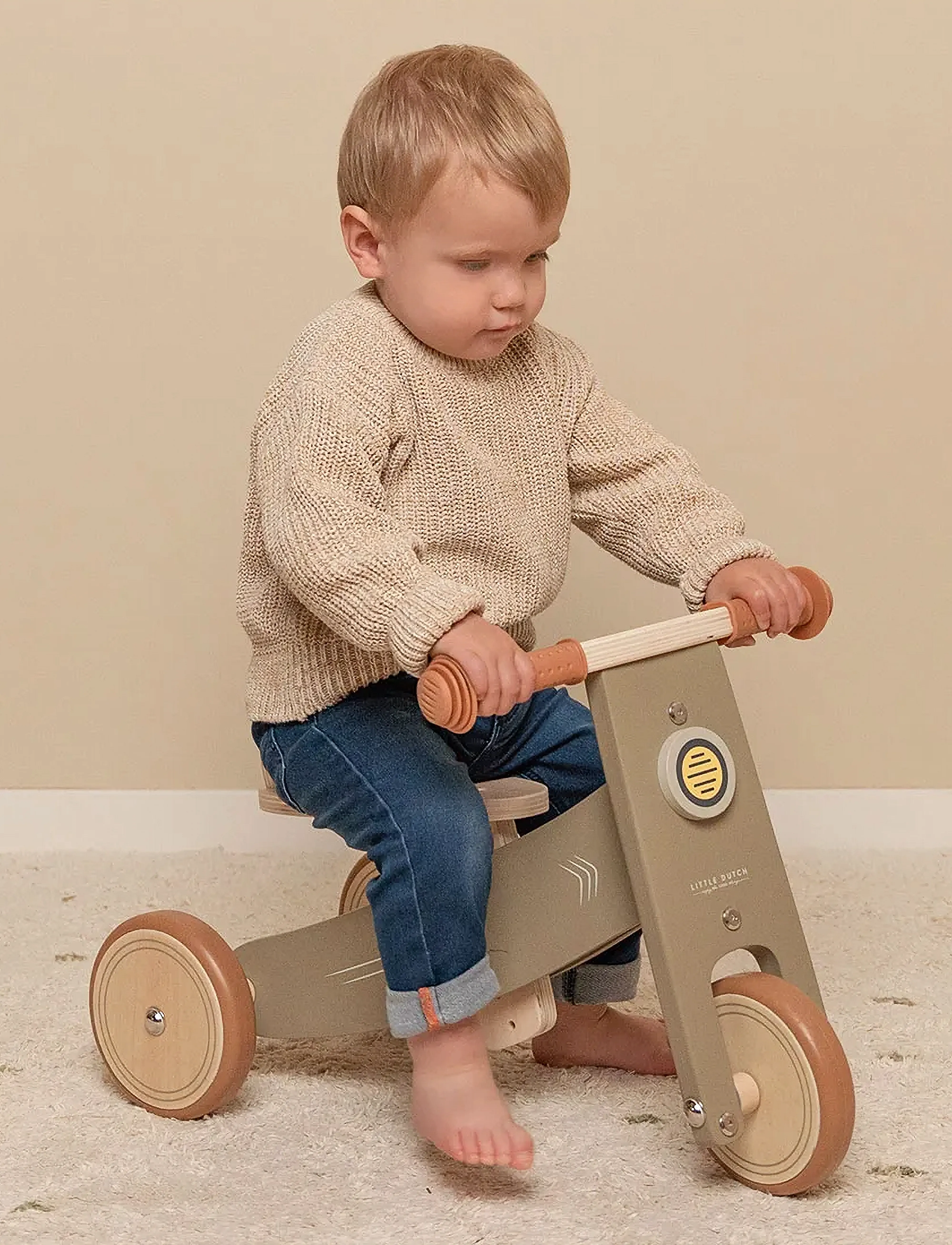 Little Dutch Little Dutch - Løbecykel Træ Olive, One Size, Green, Outdoor Legetøj > Bicycles, Børn