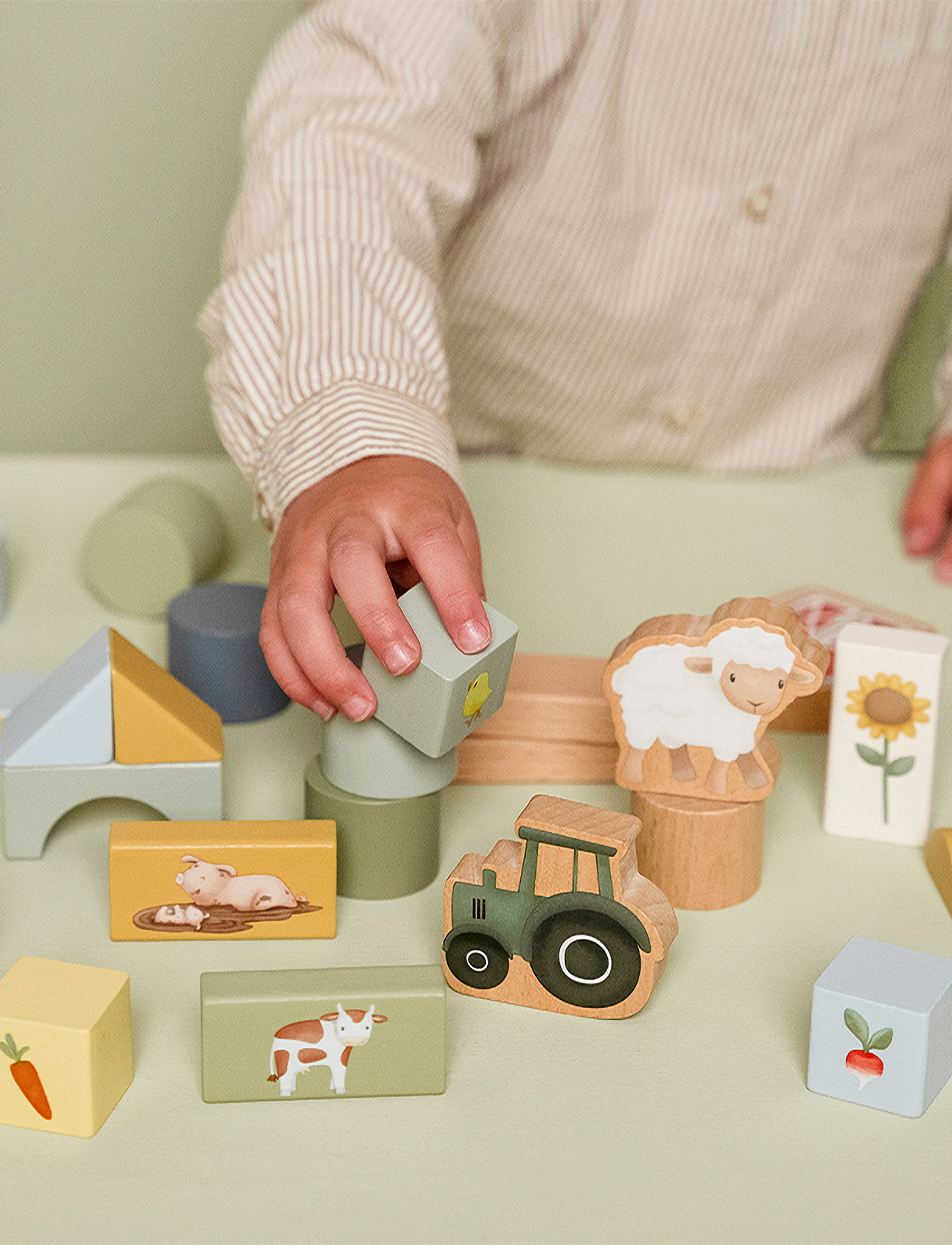 Little Dutch - Byggeklodser Little Farm, Børn, Building Blocks, Grøn, Str: ONE SIZE 20 cm