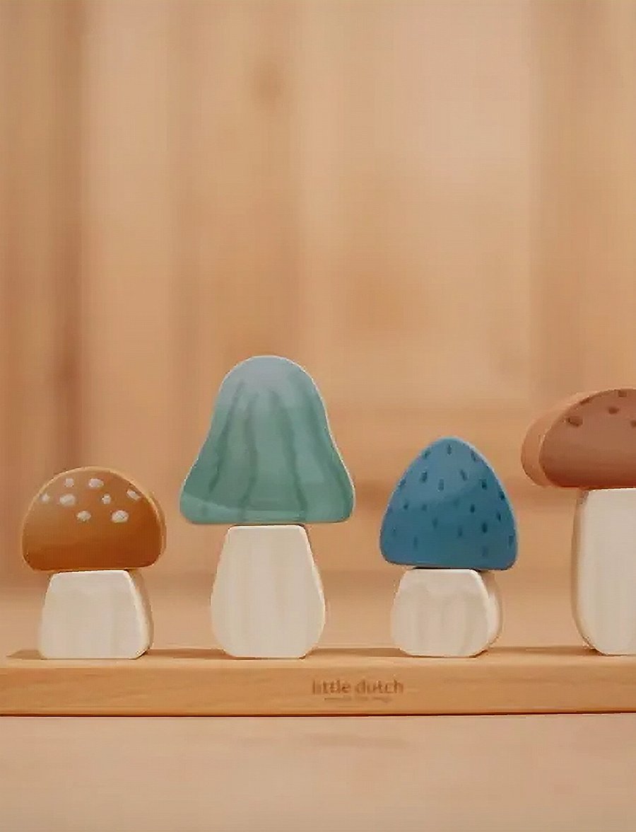 Little Dutch - Little Dutch Stacking Puzzle Mushrooms - Forest Friends FSC - träpussel - multi - 0
