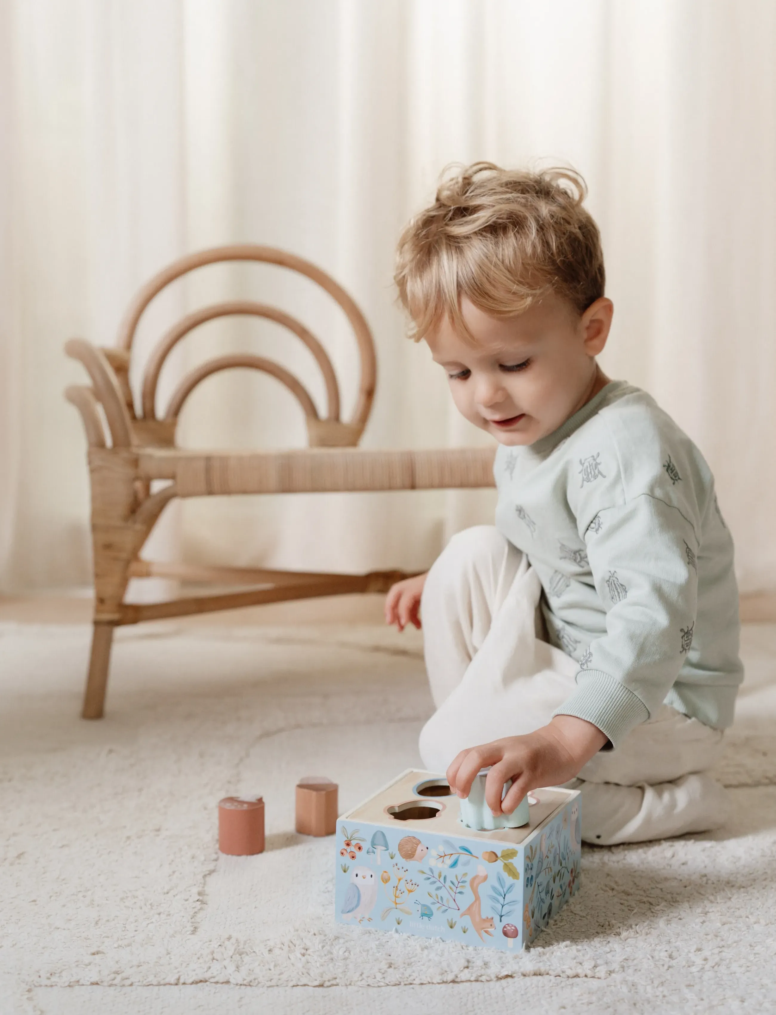Little Dutch Shape Sorter Forest Friends, Børn, Sorting Box Toy, Blå, Str: ONE SIZE