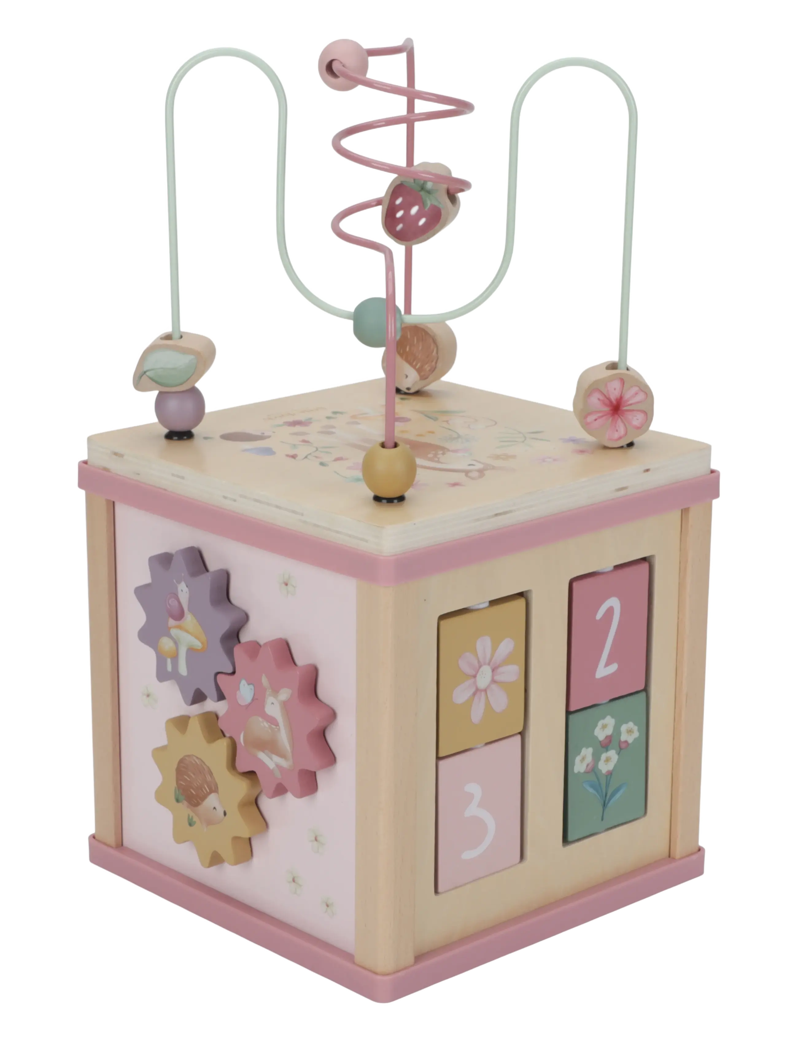 Little Dutch - Little Dutch Wooden Activity Cube Fairy Garden FSC - interaktivt legetøj - pink - 1